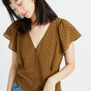 NWOT Madewell Carmelina silk flutter sleeve top
